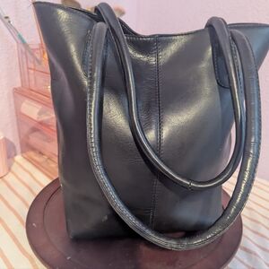Hobo Classic Black Leather Tote Bag by